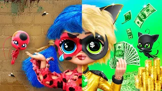 Cat Noir Rico vs Ladybug Pobre / 11 DIYs para LOL Surprise