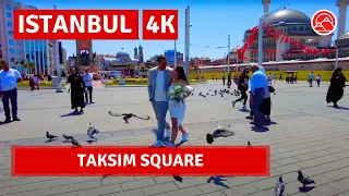 Taksim Square With Thousands Of Visitors In Day - Istanbul Walking Tour|4k UHD 60fps With Captions