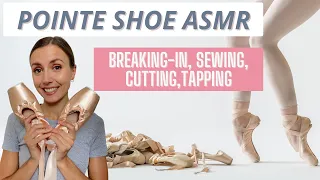 Pointe Shoe Preparation ASMR (crunching, slicing, sewing, darning, tapping)