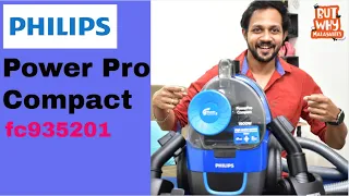 Unboxing Philips powerpro fc935201 compact bagless vacuum cleaner blue Setup and review Malayalam