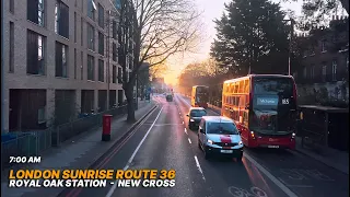 A new day in London: Sunrise bus ride aboard Bus 36 from Paddington to New Cross Gate