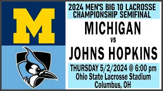2024 Lacrosse Michigan v Johns Hopkins (Full Game) 5/2/24 Big 10 College Lacrosse Semifinal Playoff