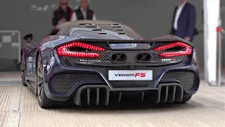 1,800HP Hennessey Venom F5 Spitting HUGE Flames @ FoS Goodwood | 6.6L TT Fury V8 Engine Sounds!