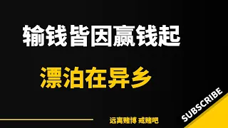 输钱皆因赢钱起，赌输一百多万，月薪一万，一无所有，没有金钱，没有亲情，没有爱情，独自漂泊在异乡