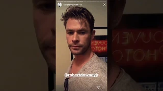 Chris Hemsworth confronting Robert Downey Jr for calling him a prick