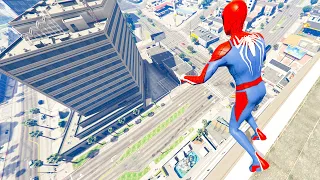 GTA 5 Spiderman Jumping off Highest Buildings (Euphoria Physics/Ragdolls) #30