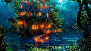 Rainy Tropical Forest Ambience | A whimsical treehouse in the middle of an enchanted forest