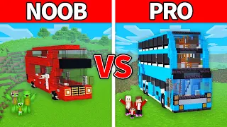 Mikey Family and JJ Family - NOOB vs PRO : Bus House Build Challenge in Minecraft (Maizen)