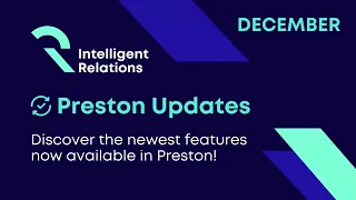 December 2023 Preston Updates