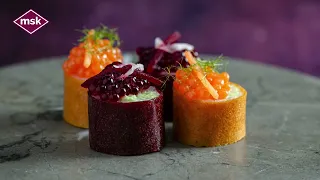 Beetroot and Horseradish Caviar Pearls with the 100% Chef Caviar Box
