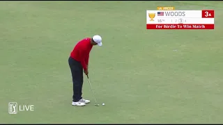 Tiger walks off final putt to win singles match 2019 President's Cup