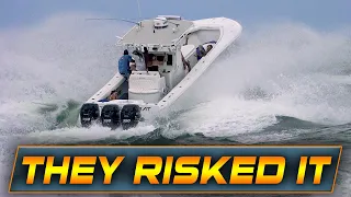 BOATS FACE DANGEROUS WAVES AT BOCA INLET! | Boats vs Haulover Inlet