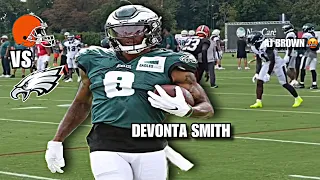 Eagles vs Browns Joint Practice Day 1 Highlights; Devonta Smith ROUTES Denzel Ward in 1vs1 Matchup😰