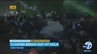 Clashes break out amid dueling UCLA demonstrations between pro-Palestinian, pro-Israeli protesters