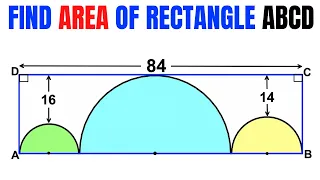 Calculate area of the Rectangle ABCD | Three semicircles | Important Geometry skills explained