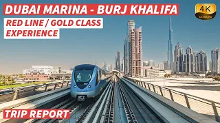 【4K】Dubai Metro ride experience from Dubai Marina to Burj Khalifa in Gold Class - With Captions【CC】