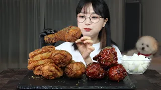 Fried Chicken & Crispy Onion Rings | Mukbang Asmr