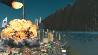 MASSIVE TSUNAMI DESTROYS CITY | Cities Skylines Tsunami #245