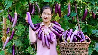 Ella Harvesting Peaches, Eggplants Go to the market to sell