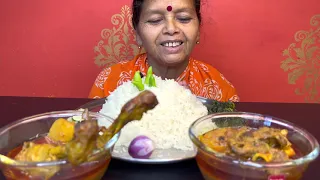 BIGBITES,EATING RICE WITH SPICY 🔥🔥 MUTTON CURRY AND CHICKEN 🍗🍗 KOSHA।HUGE RICE..