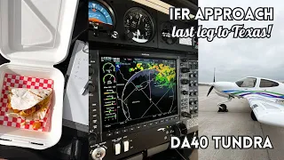 DA40 TUNDRA IFR approach, arrival into Dallas, TX - Day 3 Ferry Flight