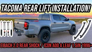 Tacoma rear lift installation: Eibach 2.0 Rear Shock / ICON Add-A-Leaf 1.5in