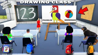 GTA 5 : Franklin First Day Of School In Drawing Class With Shinchan in GTA 5 ! (GTA 5 mods)