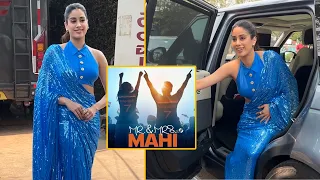 Mrs. MAHI Janhvi Kapoor Spotted In An Electric Blue Shimmery Saree For Film Promotions!