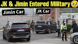 Finally Jungkook & Jimin Entered Military 🥹 BTS Jikook Car Going Inside Military Camp #bts #jungkook