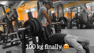 First  time try 100 kg bench press.........with ||shersingh||