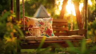 Perfect Morning in a garden swing with a hot drink Ambience