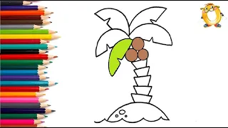 Раскраска для детей и малышей ПАЛЬМА. Мультик-Раскраска. Учим цвета. Простые рисунки II ОБУЧАШКА ТВ