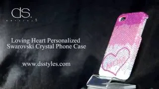 DSstyles Loving Heart Personalized Swarovski Crystal iPhone 4 4S Case - Pink