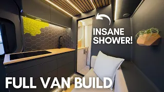 VAN BUILD IN 10 MINUTES | Luxury Shower In a Camper Van | Modern Van Design for Vanlife & Travel!