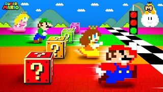 Super Mario Party: Item Blocks Race. but with Mario vs Luigi vs Peach vs Daisy!...