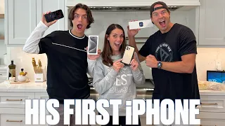 GETTING HIS FIRST IPHONE | IPHONE 15 PRO MAX AND APPLE WATCH SERIES 9 UNBOXING