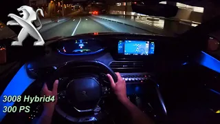 2022 PEUGEOT 3008 HYBRID4 300 PS TOPSPEED NIGHT POV DRIVE FRANKFURT AIRPORT (60 FPS)