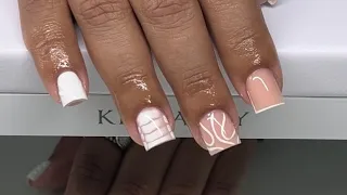 Short Abstract Line Accent Acrylic Nail