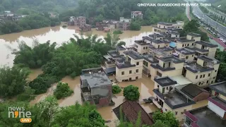 Drone footage captures extent of flooding in southern Chinese city of Qingyuan | News9 #chinafloods