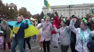 Kherson Residents Celebrate With Ukrainian Flags, Troops