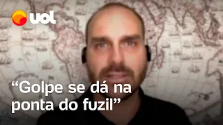 Eduardo Bolsonaro cita 'conjecturas' de Moraes e nega tentativa de golpe: 'Golpe não se dá no papel'