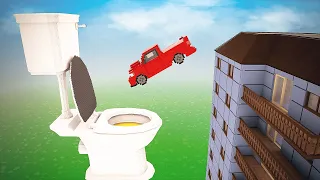 Cars Falls Off Building Into Giant Toilet | Teardown