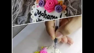 الكتابة على عجينة السيراميك الصلصال (يونيكورن) write on clay dough (DiY) unicorn design
