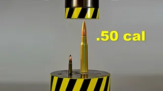 HYDRAULIC PRESS AGAINST .50-CALIBER CARTRIDGE