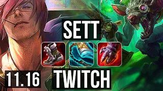 SETT vs TWITCH (TOP) | 7/0/2, 6 solo kills, 600+ games, Godlike | NA Diamond | v11.16