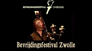 "Het Wilhelmus" on bagpipes on fire @ Bevrijdingsfestival Overijssel, Zwolle, Celtic folk music live