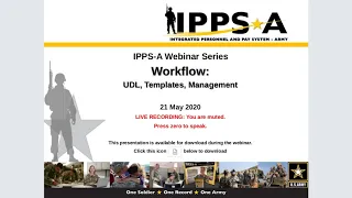 IPPS-A Webinar: Workflow (UDL, Templates and Management)