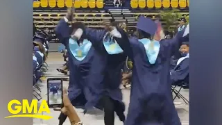 High school graduates drop celebratory dance during the ceremony