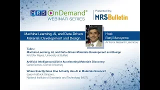 Webinar: Machine Learning, AI, and Data Driven Materials Development and Design (Part 2 of 3)