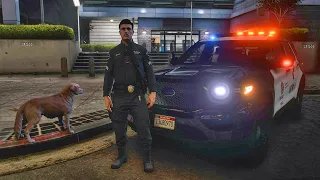 Playing GTA 5 As A POLICE OFFICER K9 City Patrol| GTA 5 Lspdfr Mod| 4K